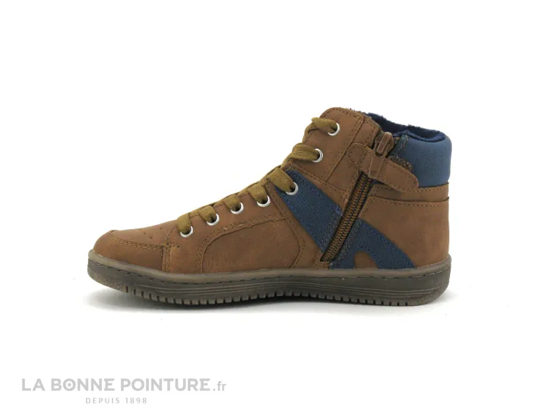 Achat chaussures Kickers Enfant Botte et Bottillon, vente Kickers LOWELL Camel Bleu - 739354 - Chaussure montante GARCON